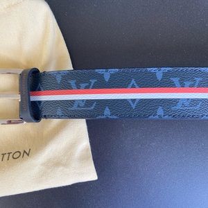 Rare mens Louis Vuitton red white and blue monogram belt NWT